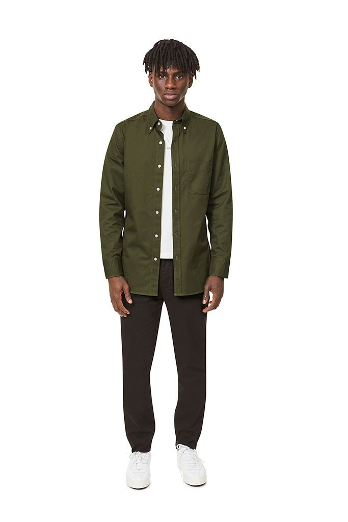 Button Down Shirt Olive Green Shirt _ Basic Rights