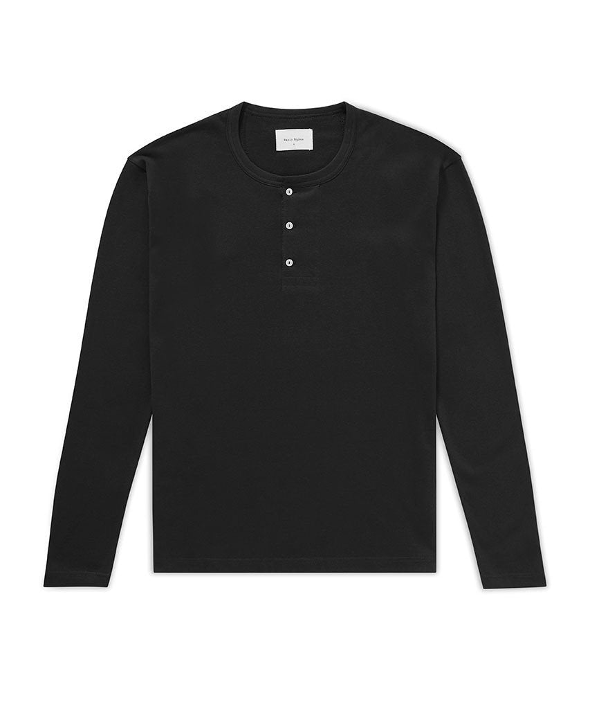 Long Sleeve Henley Black Henley _ Basic Rights