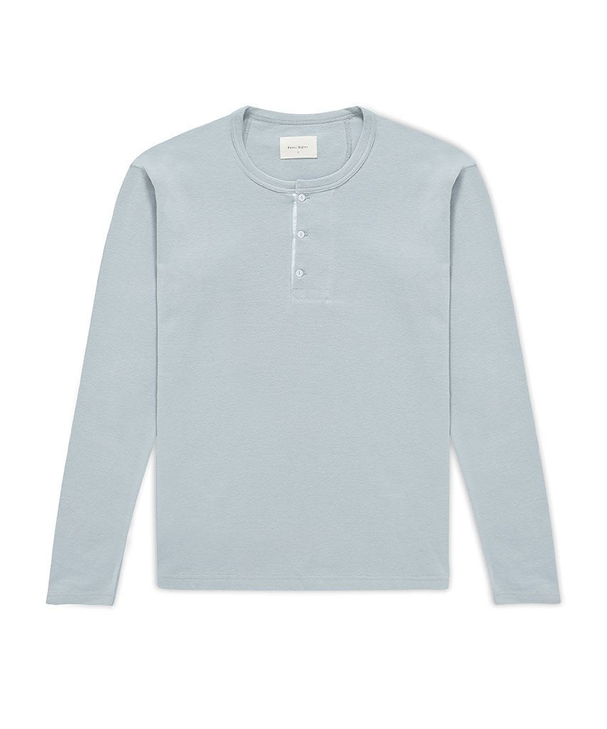 Long Sleeve Henley Light Blue Henley _ Basic Rights