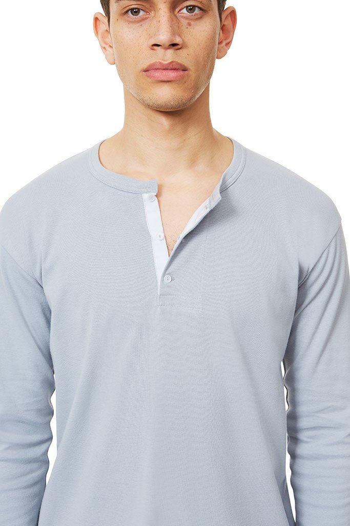 Long Sleeve Henley Light Blue Henley _ Basic Rights