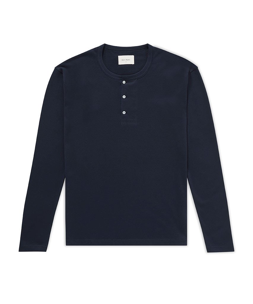 Long Sleeve Henley Navy Henley _ Basic Rights