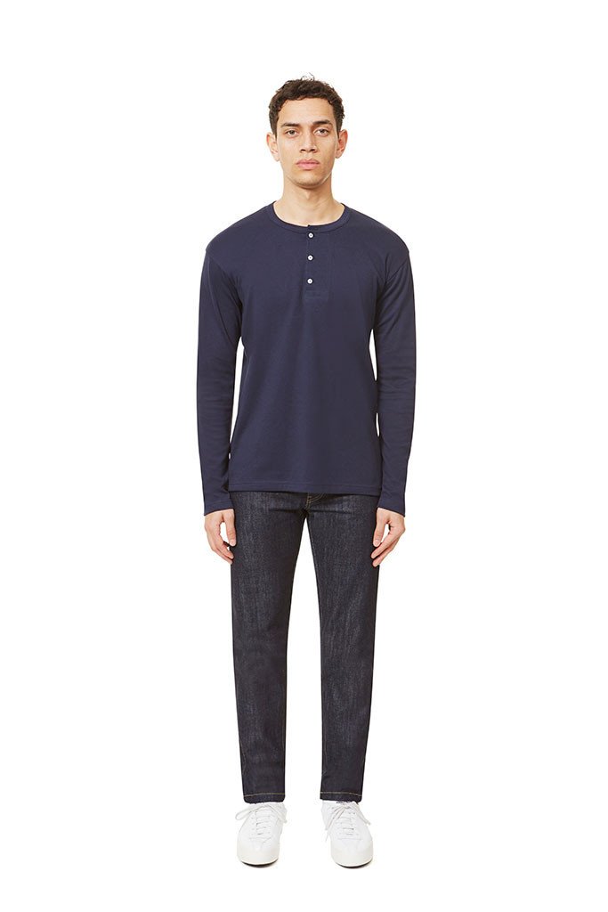 Long Sleeve Henley Navy Henley _ Basic Rights