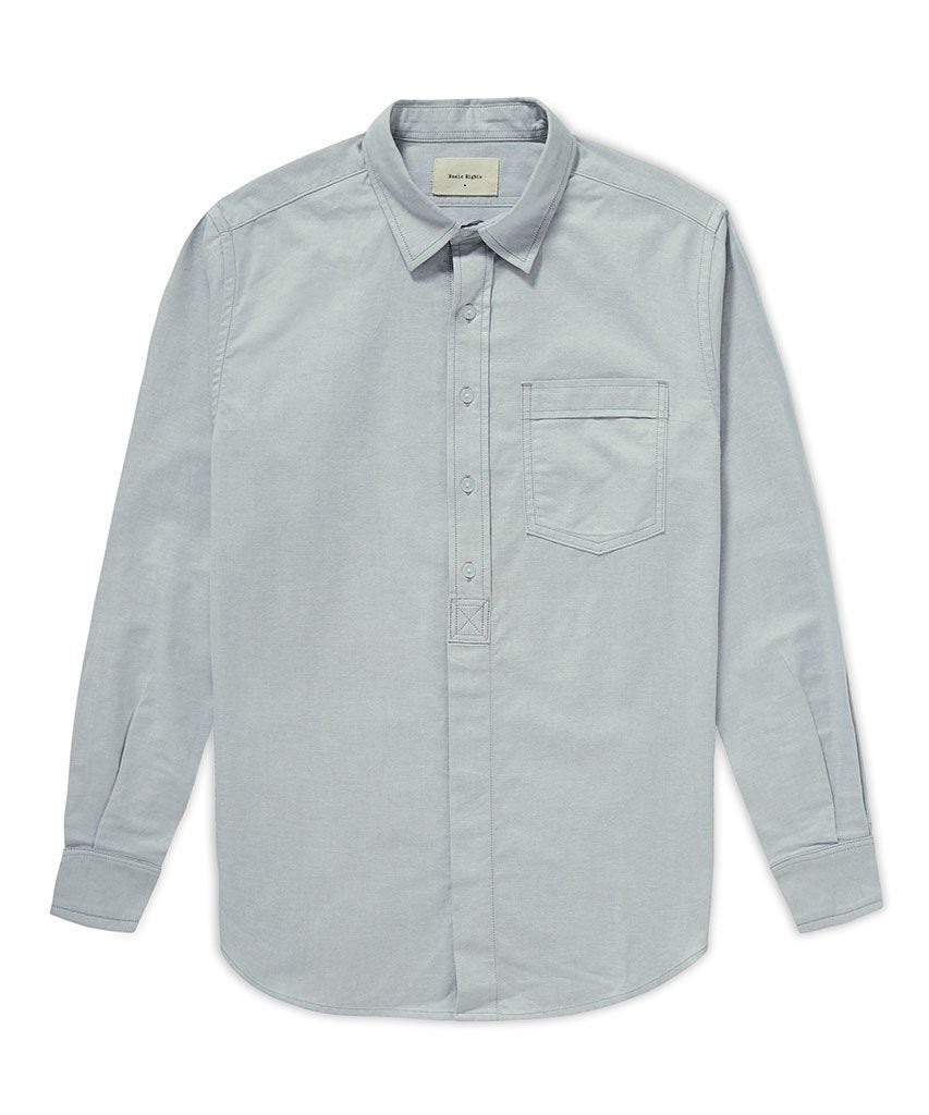 202 Straight Placket Shirt Light Gray Shirt _ Basic Rights