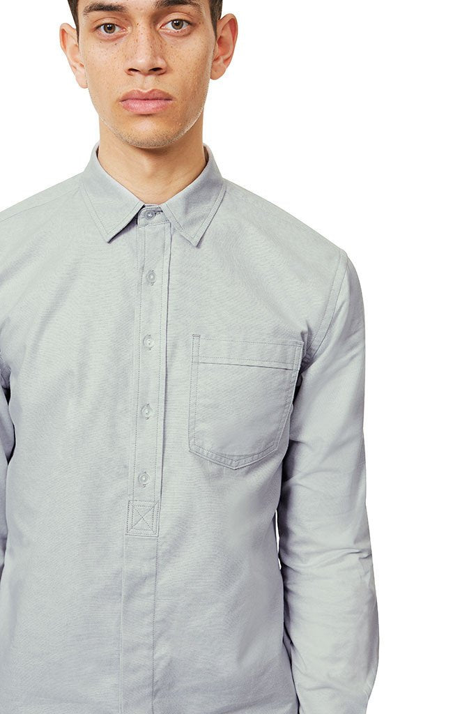 202 Straight Placket Shirt Light Gray Shirt _ Basic Rights