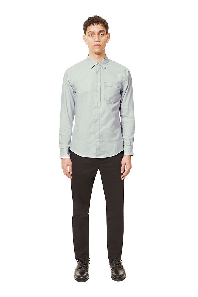 202 Straight Placket Shirt Light Gray Shirt _ Basic Rights
