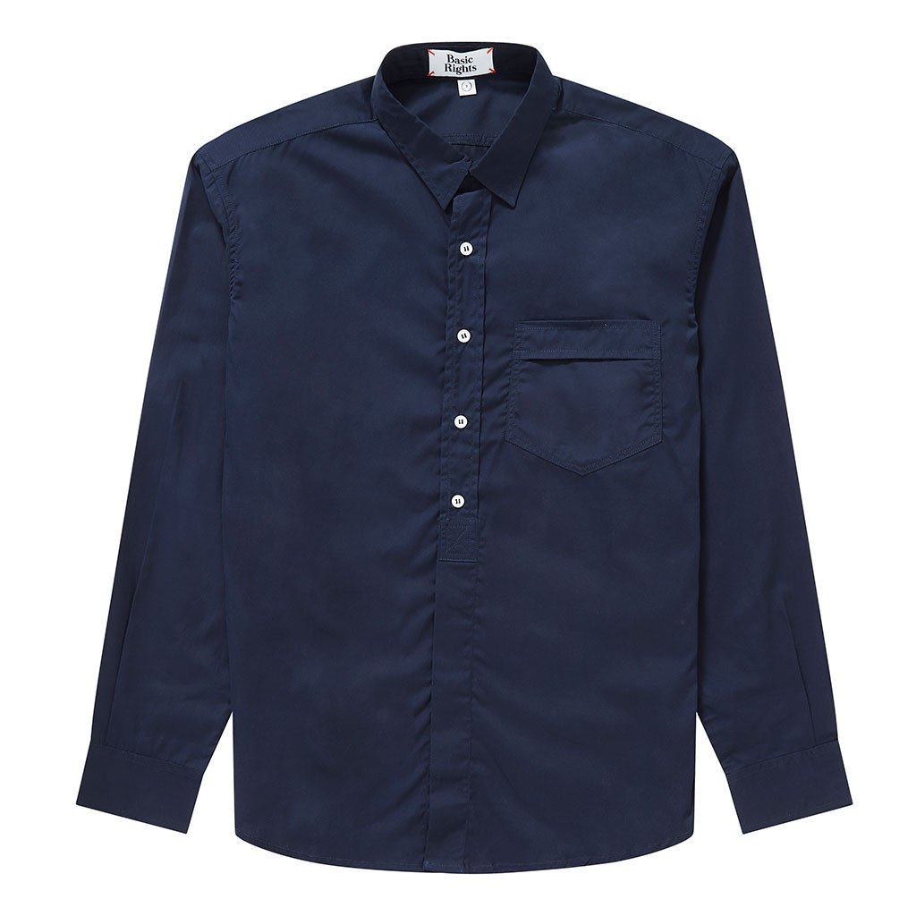 202 Straight Placket Shirt Navy Shirt _ Basic Rights